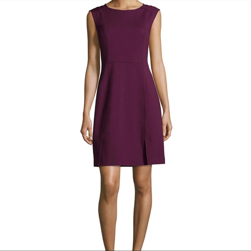 Rebecca Taylor Burgundy Red Plum Mesh Trim Sheath Dress Size 10 MEDIUM Ponte